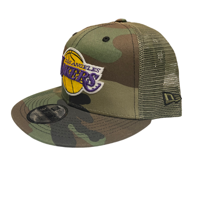 Los Angeles Lakers New Era Woodland Camo Trucker D3 9Fifty Hat