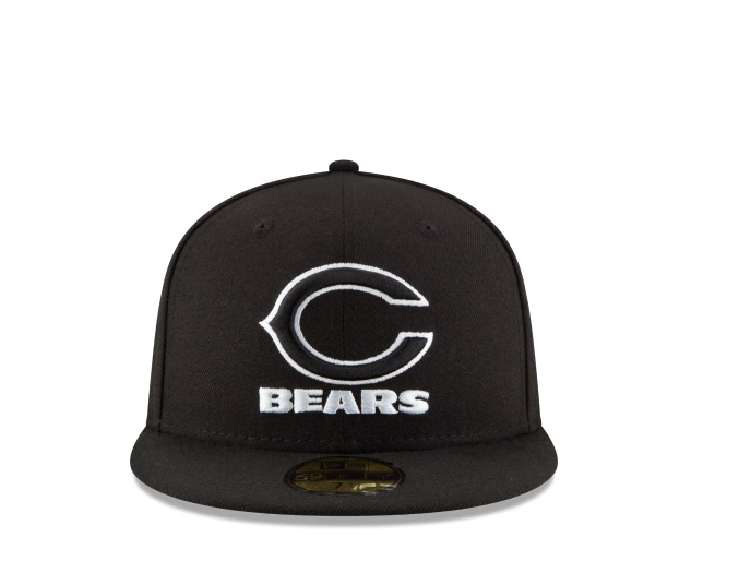 Chicago Bears New Era Black and White 59FIFTY Fitted Hat - Black
