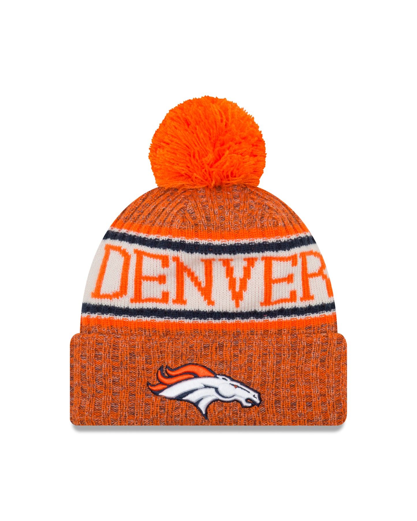 Denver Broncos New Era Sideline Home Sport Cuffed Pom Knit Hat- Orange