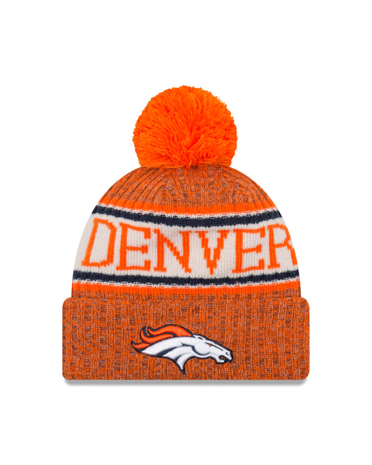 Denver Broncos New Era Sideline Home Sport Cuffed Pom Knit Hat- Orange
