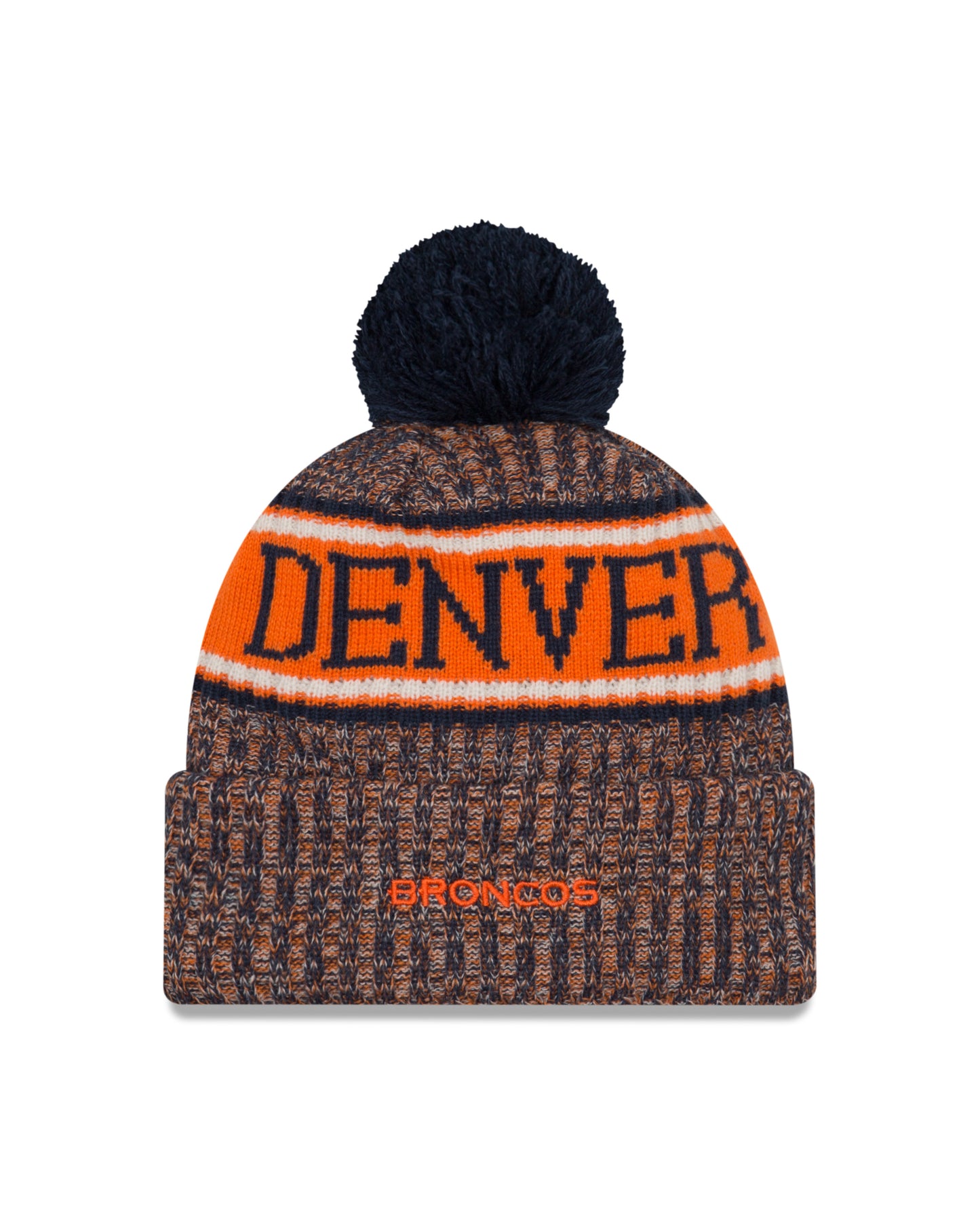 Denver Broncos New Era Sideline Alternate Sport Cuffed Pom Knit Hat- Navy