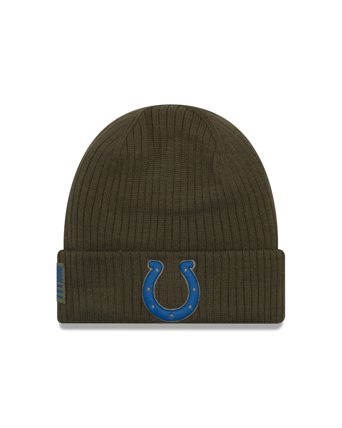 Indianapolis Colts New Era 2018 Salute To Service Sideline Knit Hat - Olive