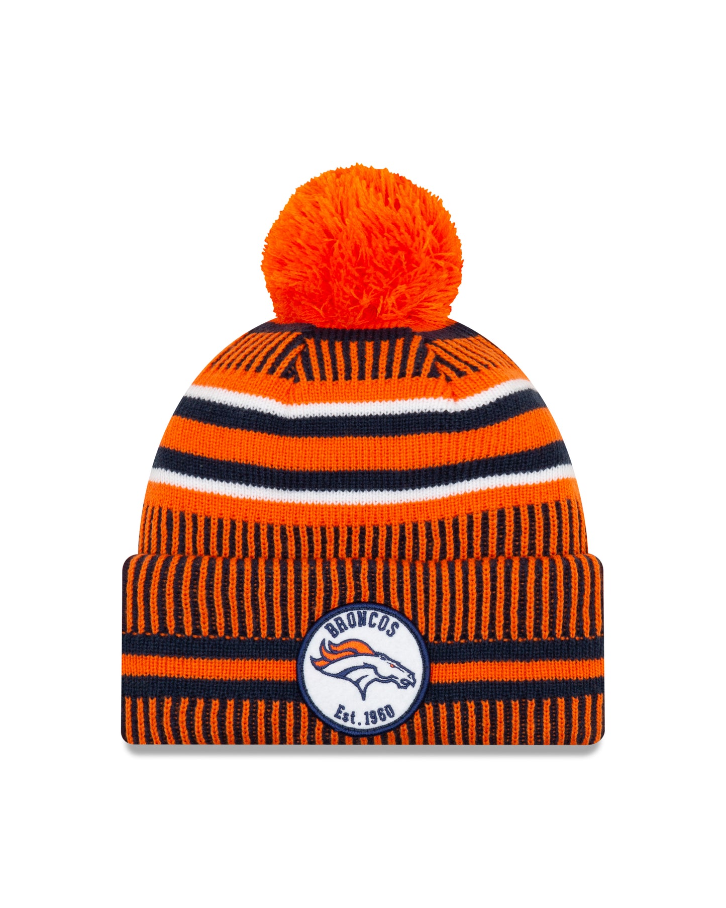 Denver Broncos New Era Sideline Sport Cuffed Pom Knit Hat-Orange