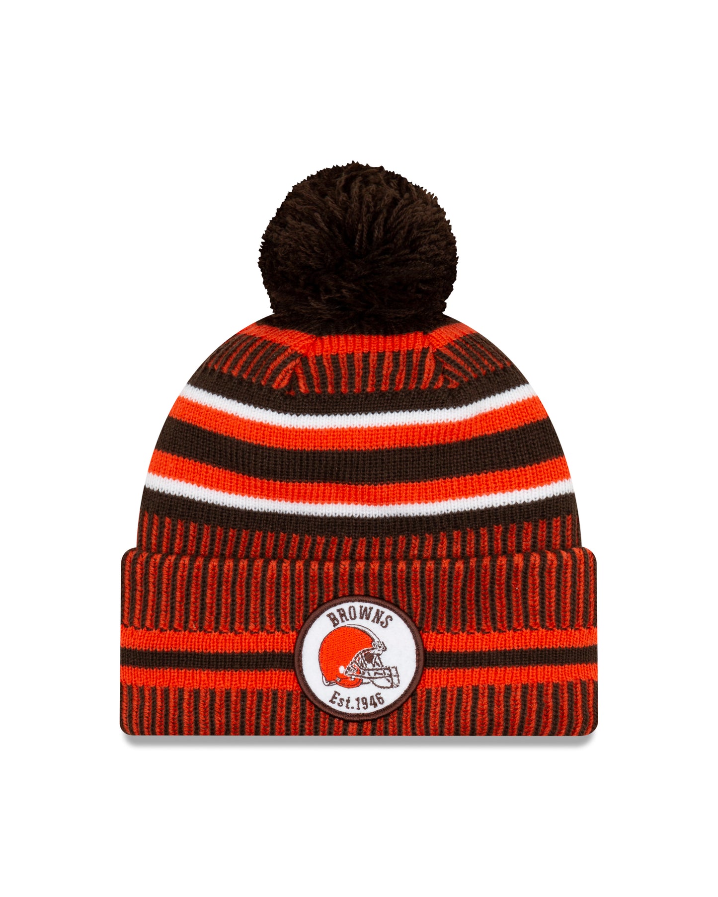 Cleveland Browns New Era Sideline Sport Cuffed Pom Knit Hat- Brown