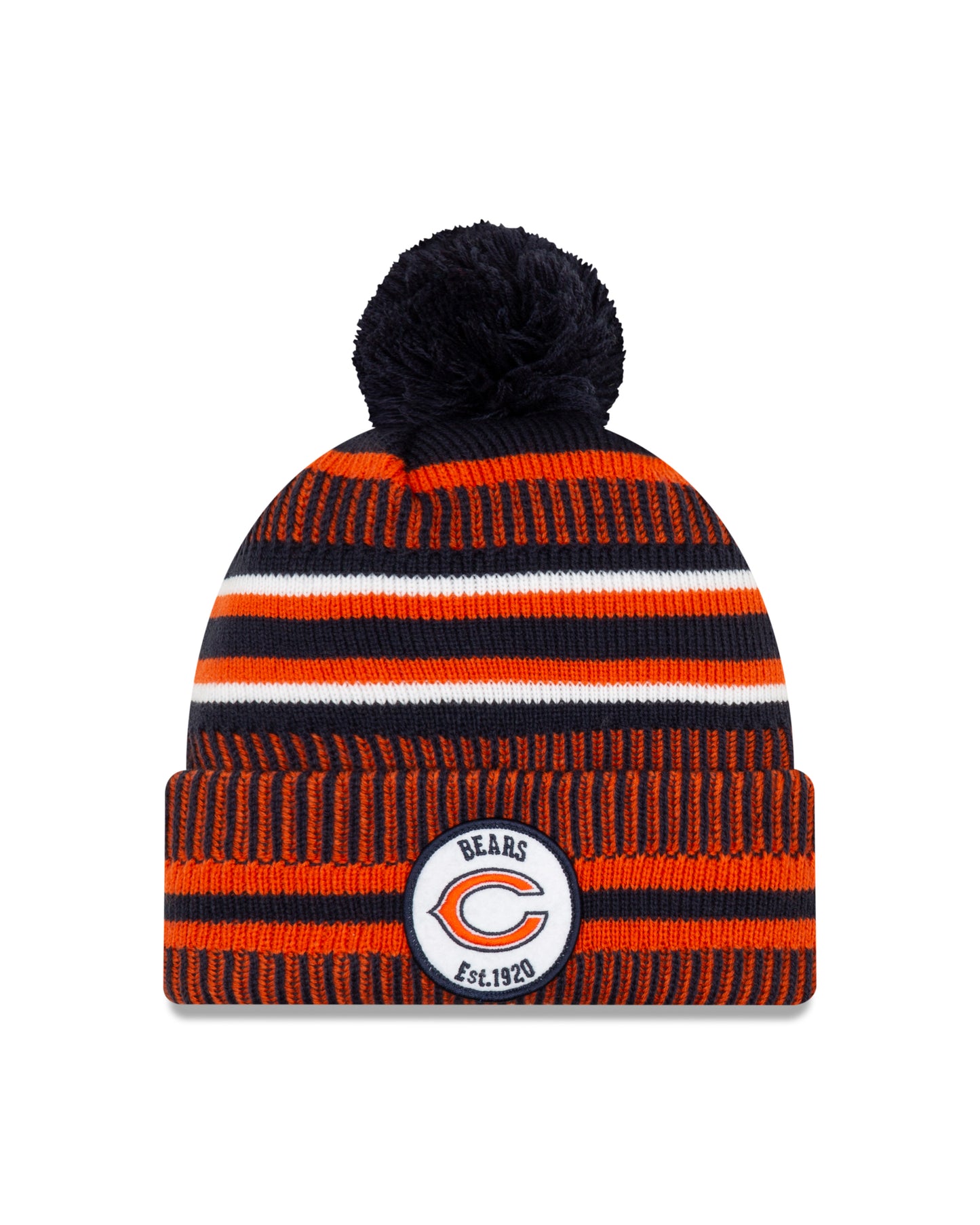 Chicago Bears New Era Sideline Sport Cuffed Pom Knit Hat- Blue