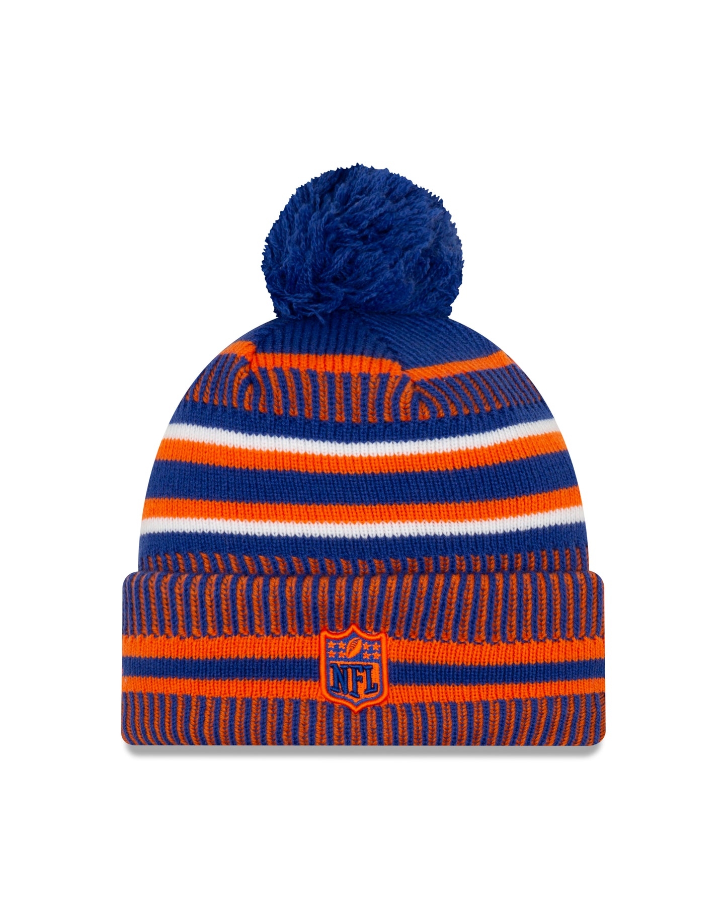 Denver Broncos New Era Sideline Sport Cuffed Pom Knit Hat- Blue
