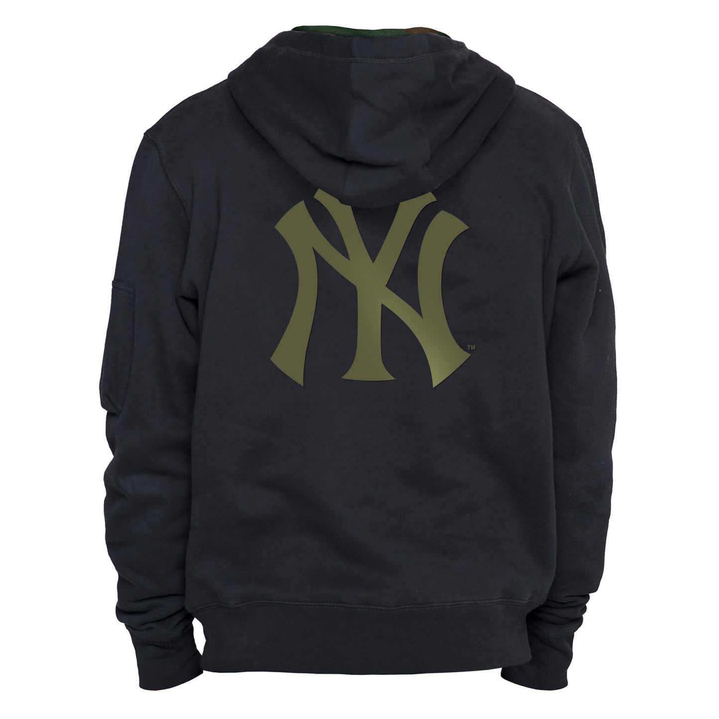 New York Yankees Alpha Industries Pullover Hoodie- Black/Olive/Camo