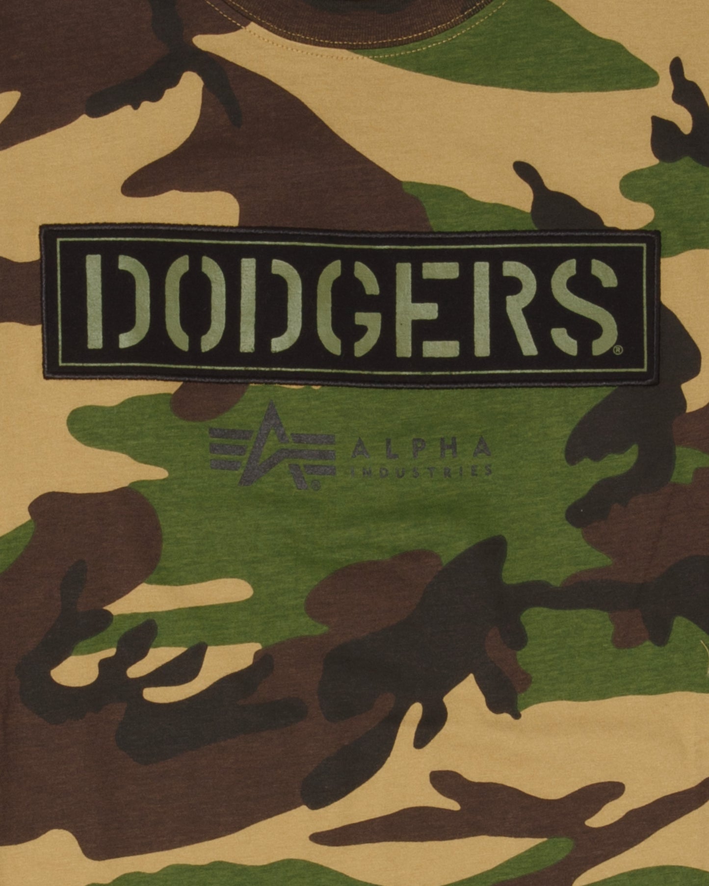 Los Angeles Dodgers Alpha Industries Camo Short Sleeve tee Shirt Olive/Camo