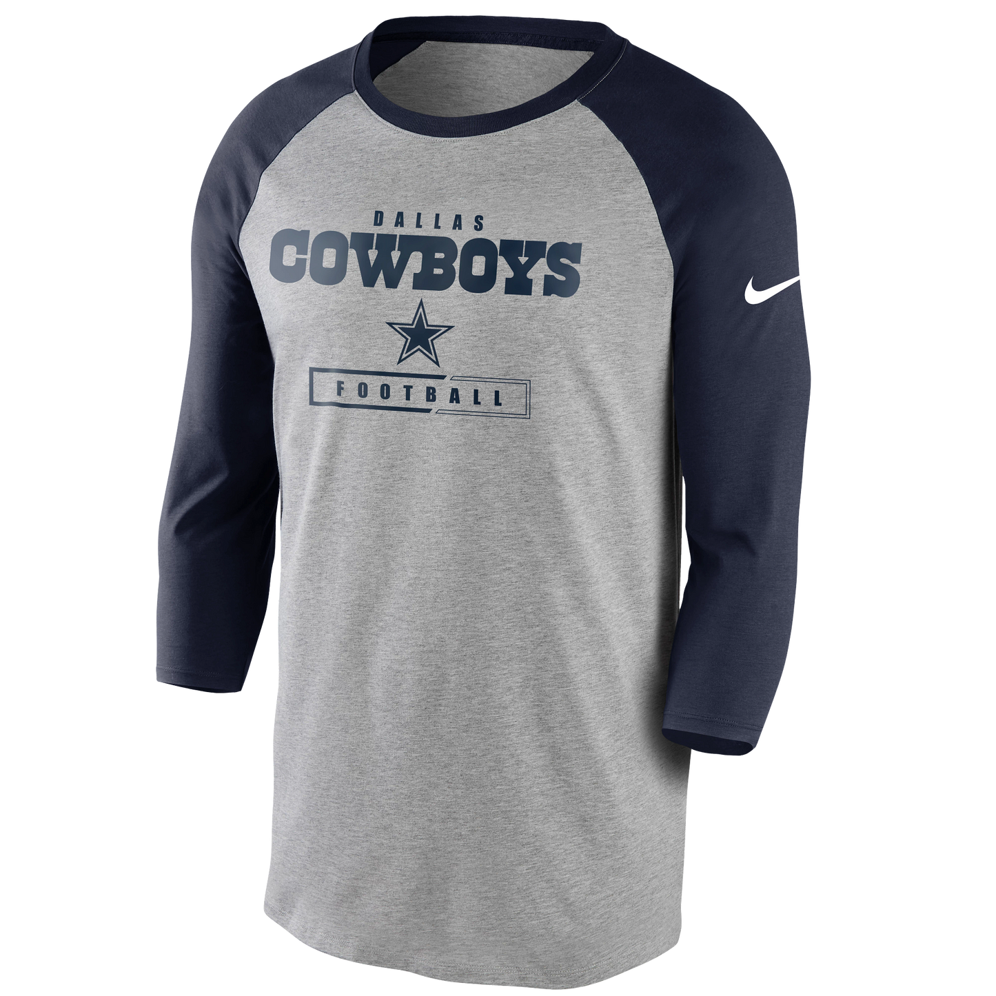 Dallas Cowboys Nike 3/4 Sleeve Raglan Wordmark- Gray