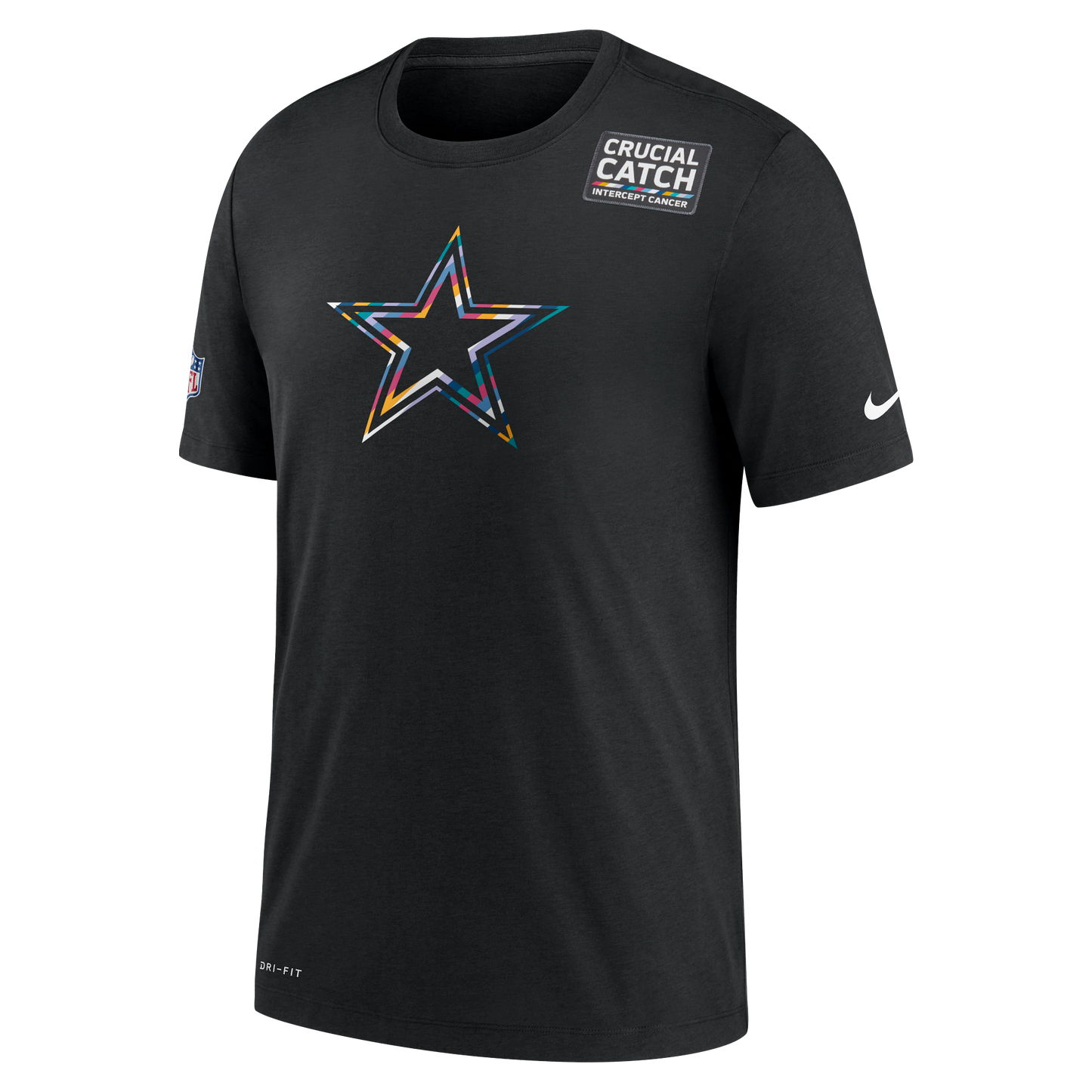 Dallas Cowboys Nike Sideline Crucial Catch Black Team Logo Performance T-Shirt