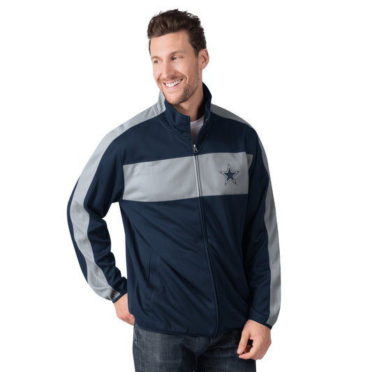 Dallas Cowboys 2 Tone Interception Track Jacket - Navy By G-III