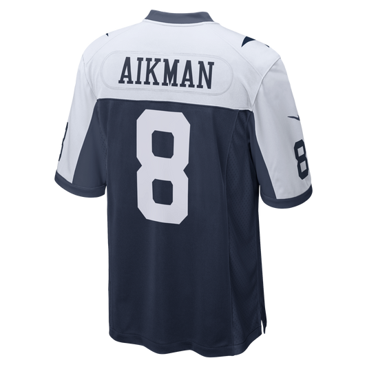 Dallas Cowboys #8 Troy Aikman Men's Throwback Game Jersey - Navy / White