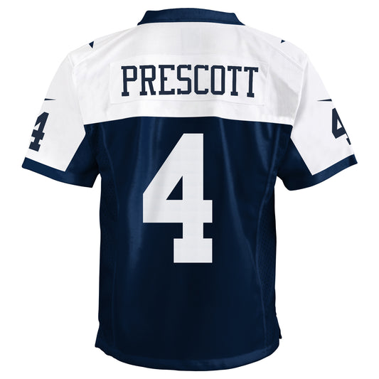 Dallas Cowboys Nike #4 Dak Prescott Youth Game Jersey- Throwback