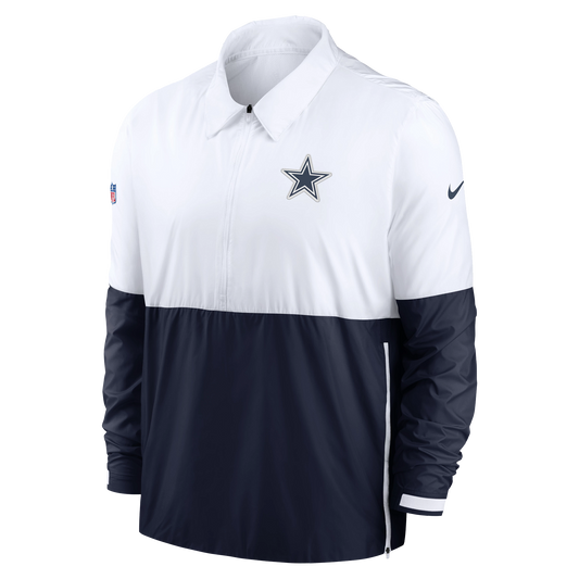 Dallas Cowboys Nike Sideline Coaches Half-Zip Jacket - White/Navy