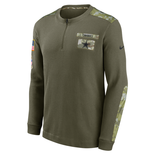 Dallas Cowboys Nike Salute To Service Henley Long Sleeve Thermal Top