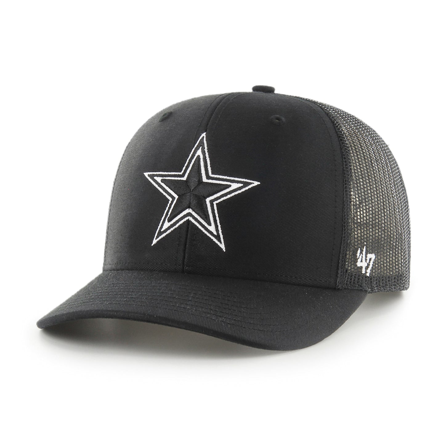 Dallas Cowboys '47 Trucker Mesh Snapback Adjustable Hat - Black