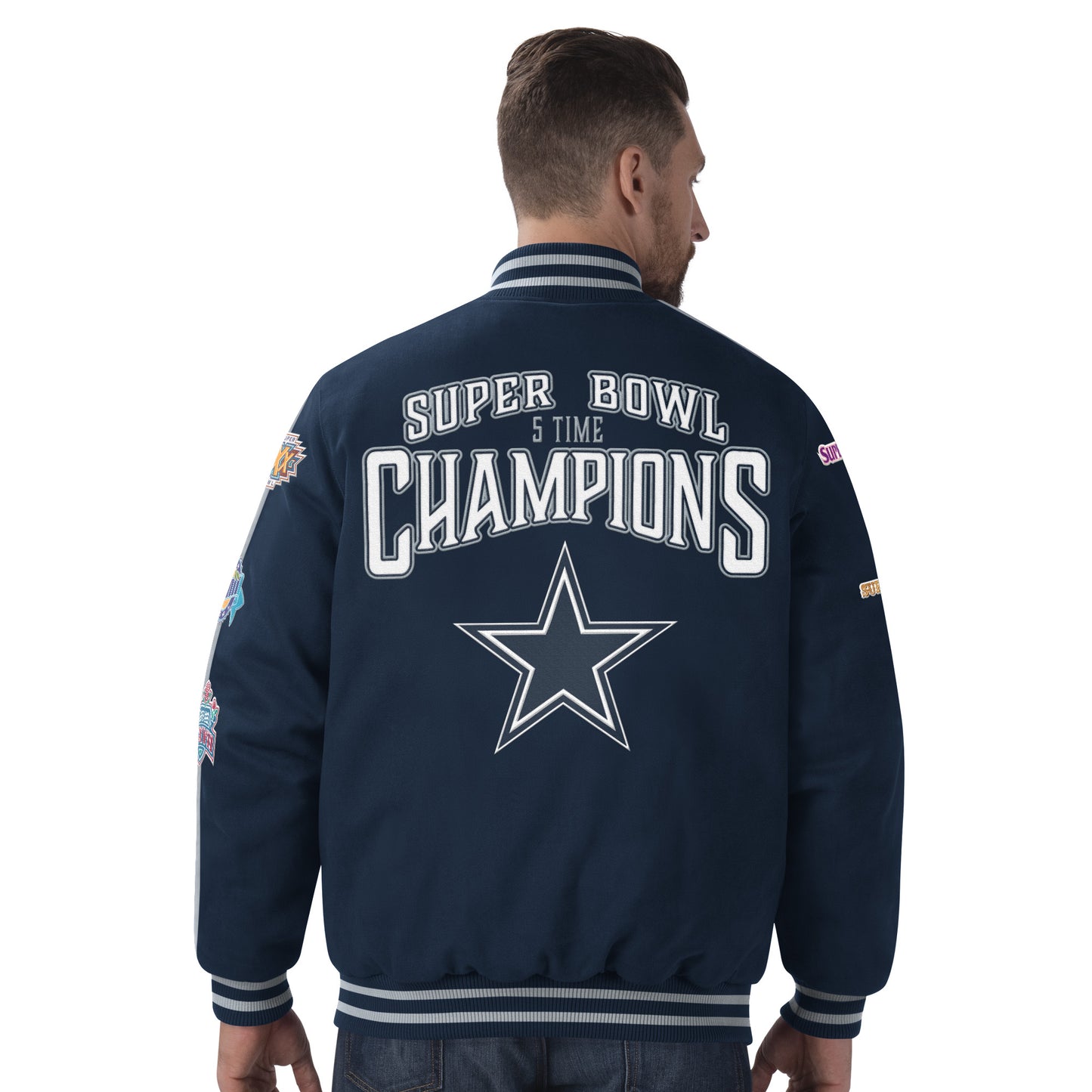 Dallas Cowboys 5 Time Super Bowl Champions Game Play Varsity Jacket