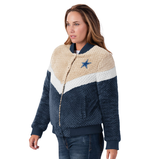 Dallas Cowboys Women's G-III 4Her Navy / Cream Riot Squad Sherpa Full Snap Jacket