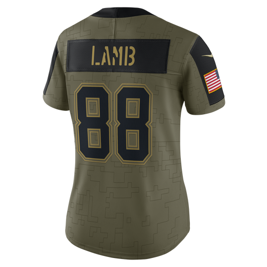 Dallas Cowboys Women's #88 CeeDee Lamb Nike Salute To Service Limited Jersey- Green/Black