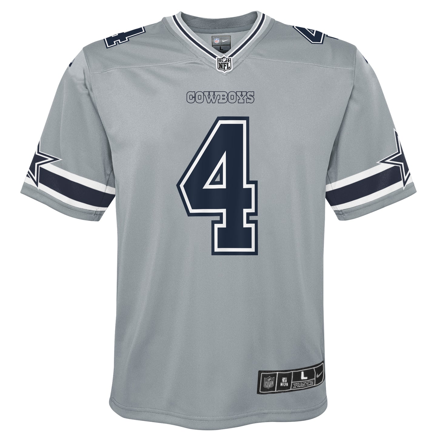 Dallas Cowboys Nike #4 Dak Prescott Youth Game Jersey- Inverted Gray