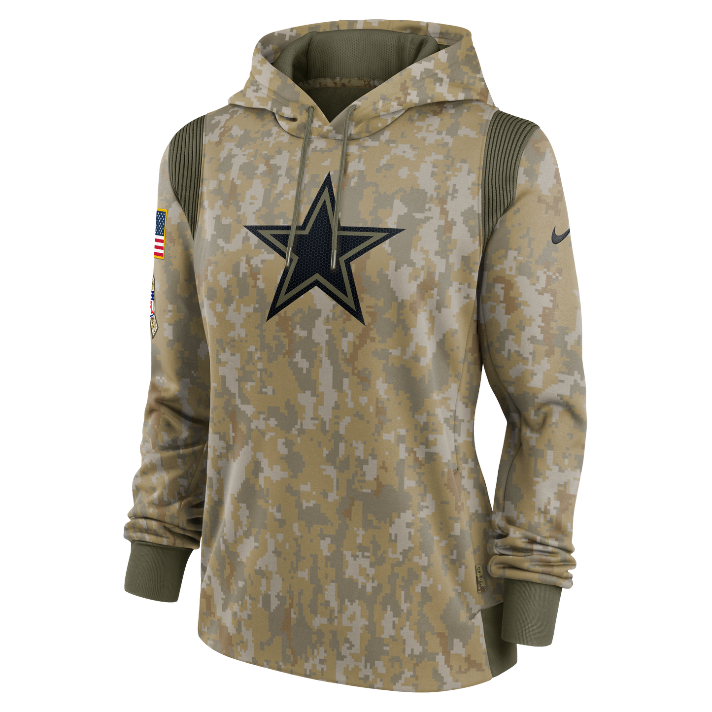Dallas Cowboys Nike Women's Salute To Service Therma Pullover Hoodie - Olive