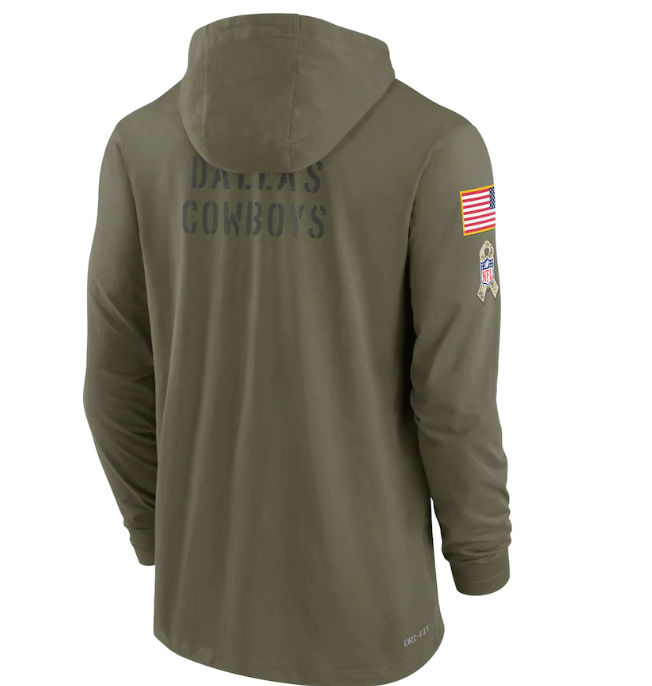 Dallas Cowboys Nike Salute to Service Sideline Hooded Long Sleeve Shirt
