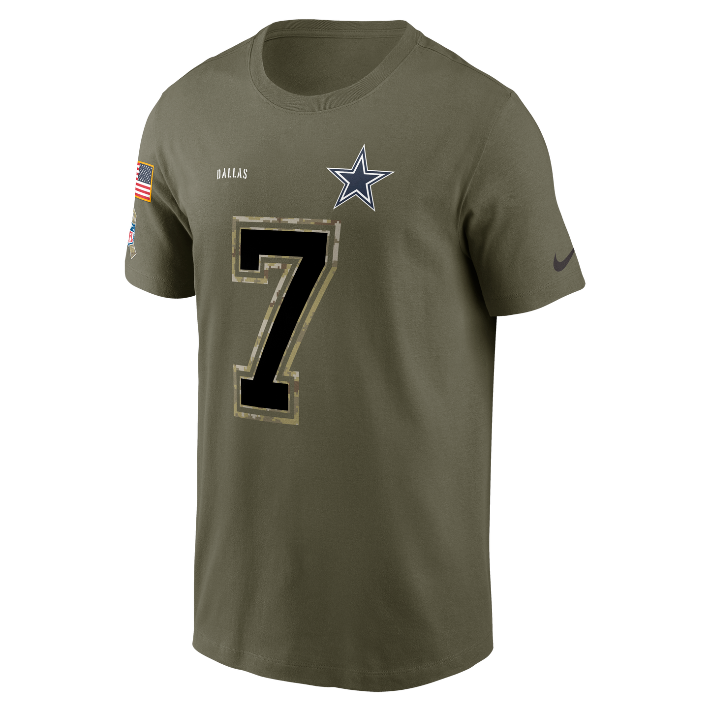 Dallas Cowboys Nike Salute to Service # 7 Trevon Diggs Player T-Shirt- Olive
