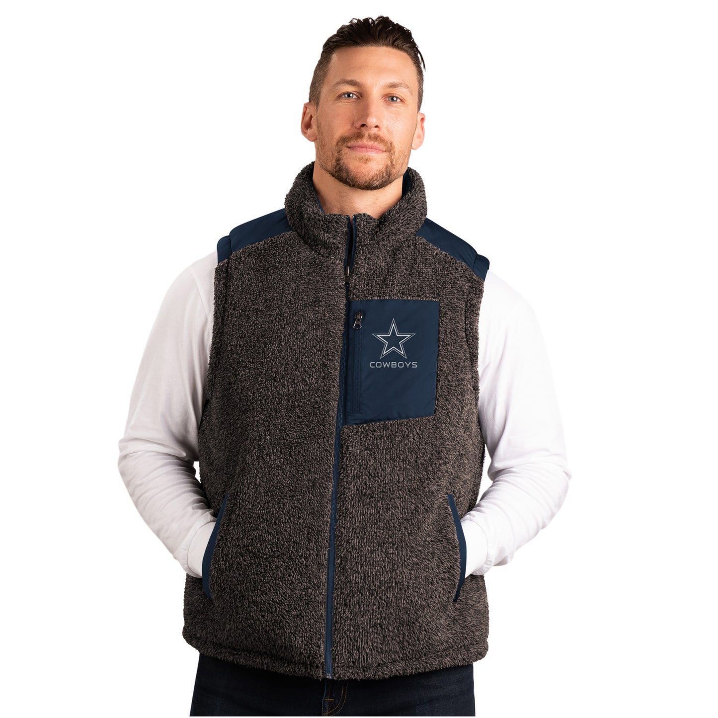 Dallas Cowboys  G-III Sports by Carl Banks Power Hitter Reversible Full-Zip Vest - Navy/Charcoal