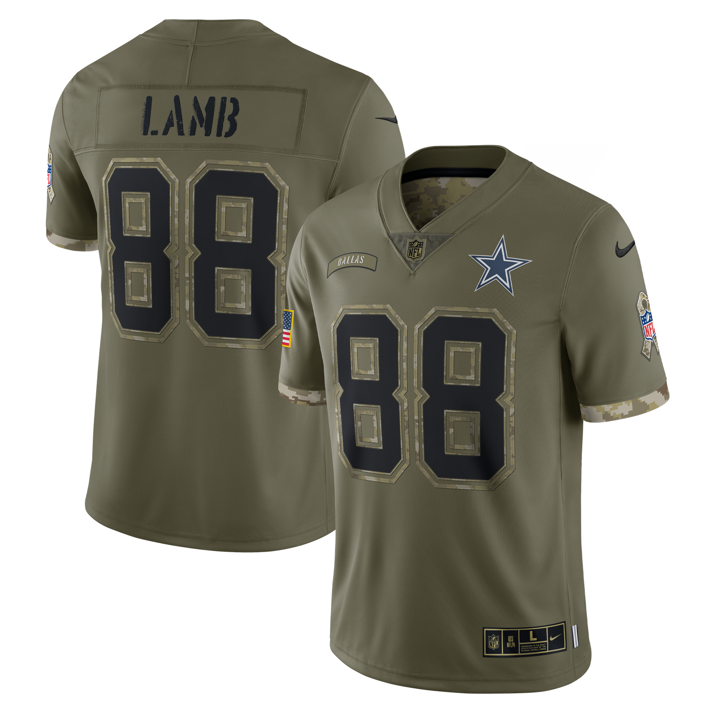 Dallas Cowboys #88 CeeDee Lamb Nike Salute To Service Limited Jersey - Olive