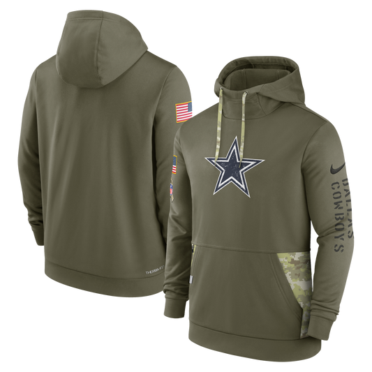 Dallas Cowboys Nike 2022 Sideline Salute to Service Pullover Hoodie- Olive Green