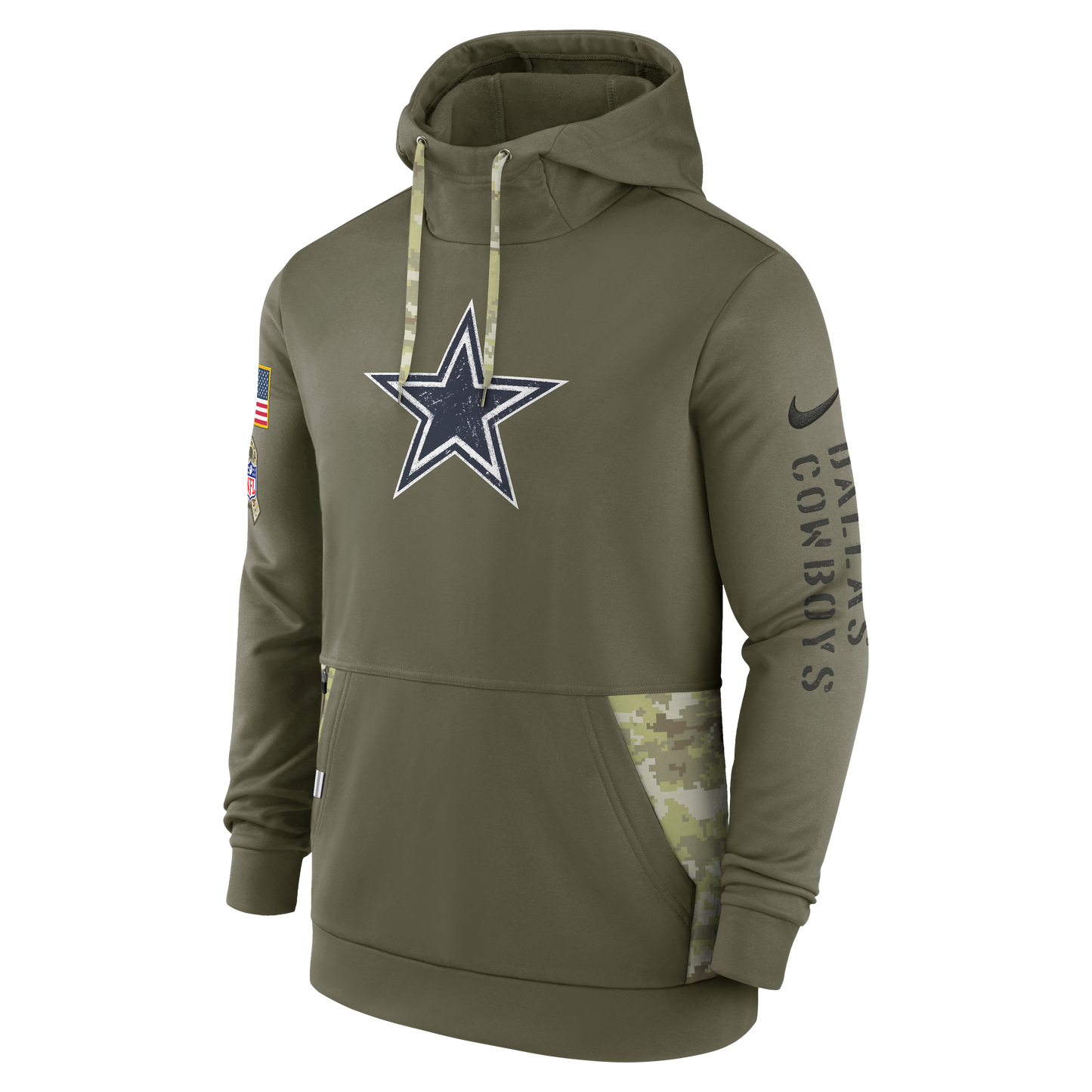 Dallas Cowboys Nike 2022 Sideline Salute to Service Pullover Hoodie- Olive Green