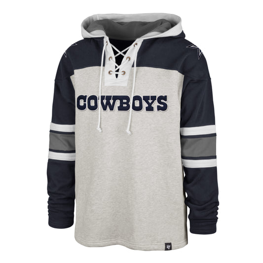 Dallas Cowboys '47 Gridiron Lace-Up Pullover Hoodie - Heather Gray