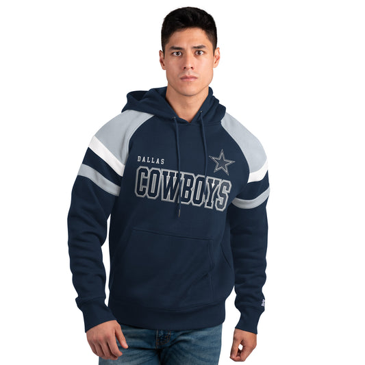 Dallas Cowboys Starter Draft Fleece Pullover Hooded Sweat Shirt - Navy / White