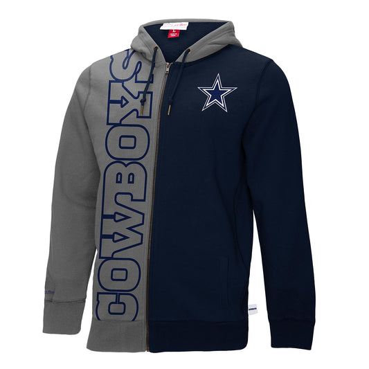 Dallas Cowboys Color Block Men's Full Zip Hoody - Navy / Gray