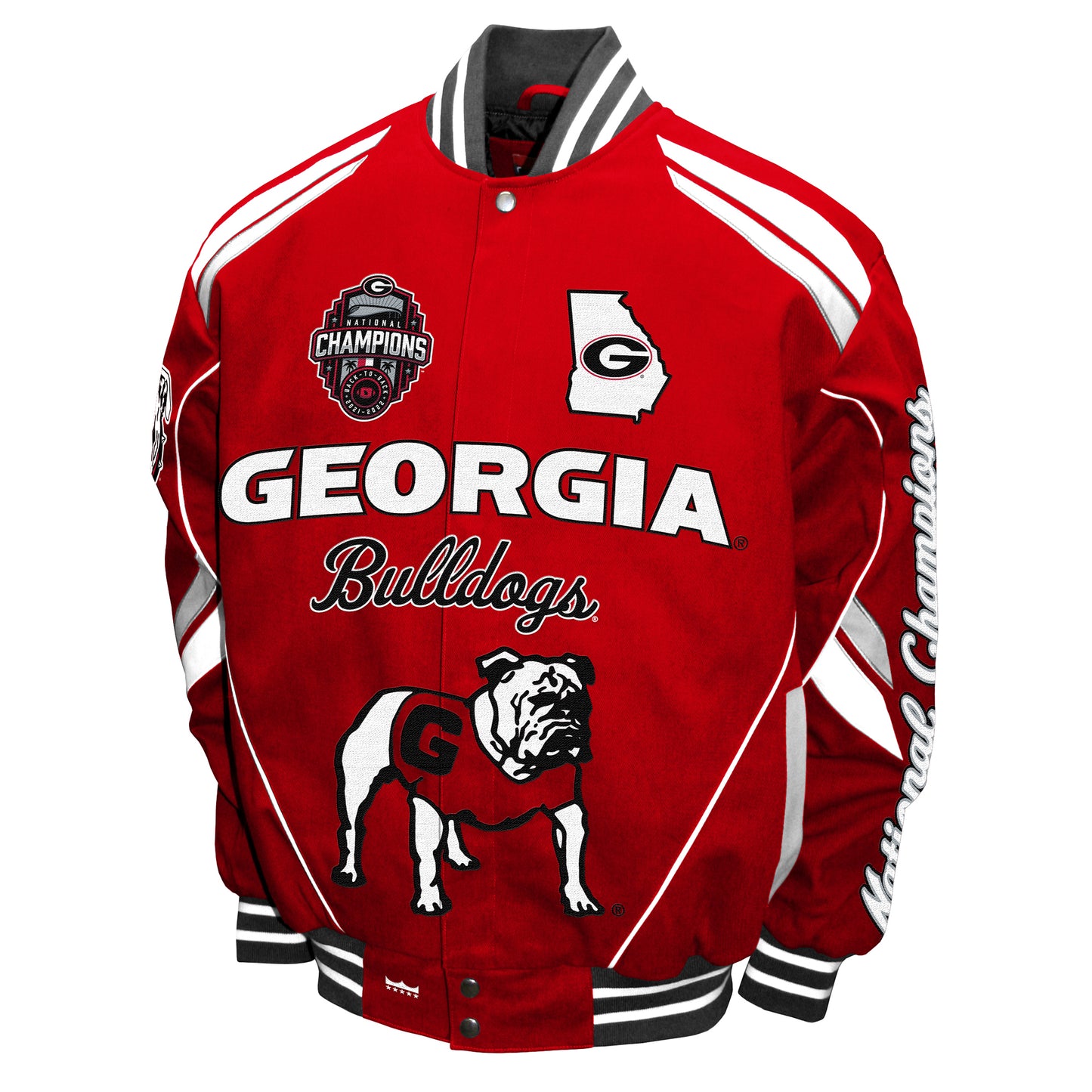 Georgia Bulldogs Red NCAA Back To Back 2021-2022 Nationals Champions Twill Jacket