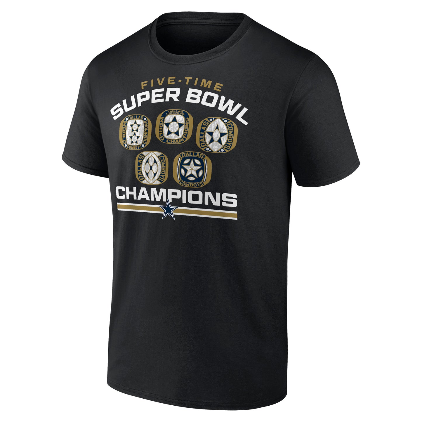 Dallas Cowboys Super Bowl 5 Time Rings Champions T-shirt - Black