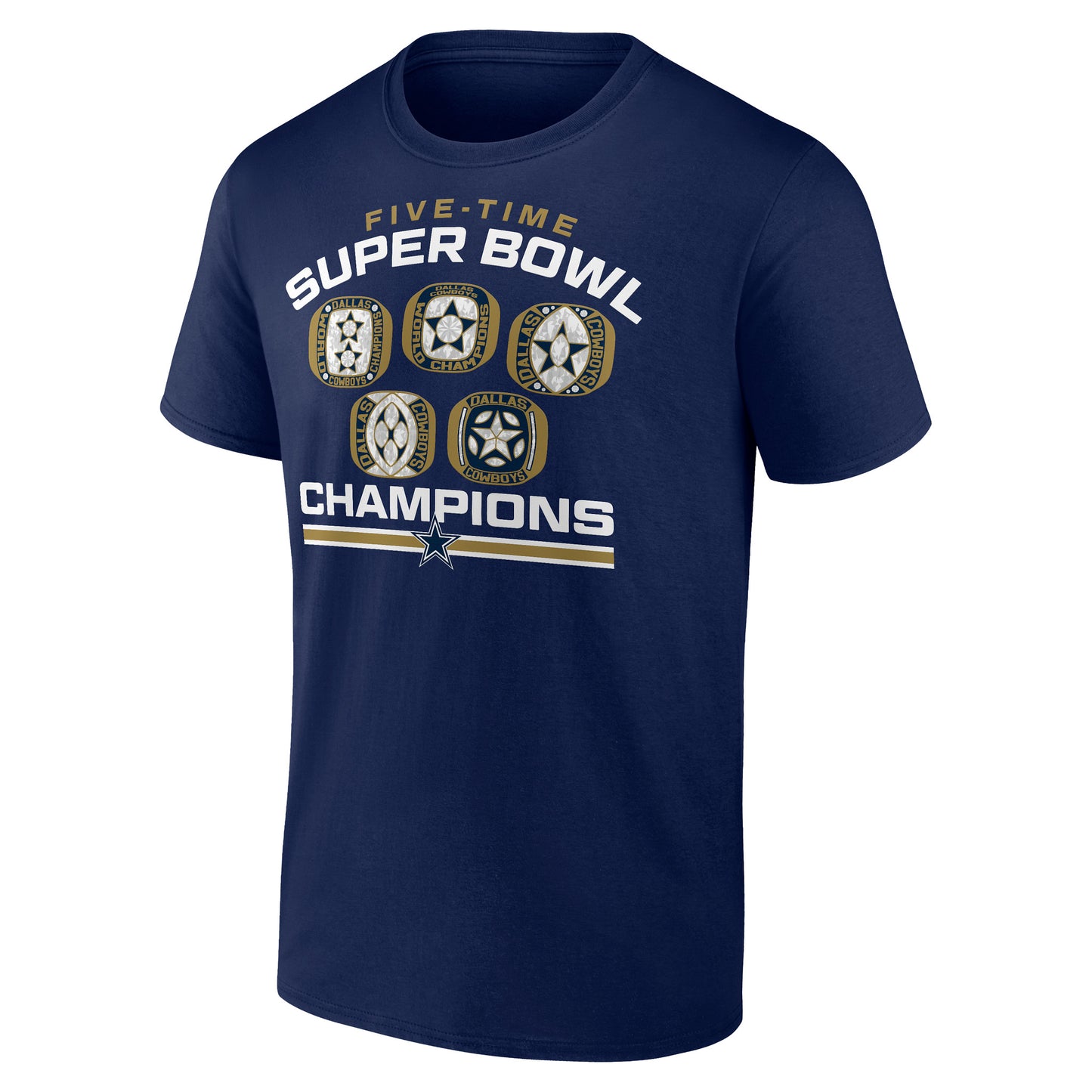 Dallas Cowboys Navy Super Bowl 5 Time Rings Champions T-shirts