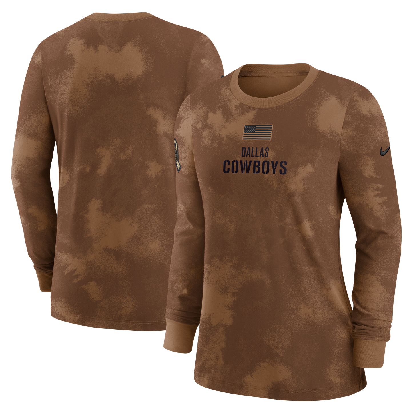 Dallas Cowboys Nike 2023 Women's Salute to Service Long Sleeve Shirt-Brown