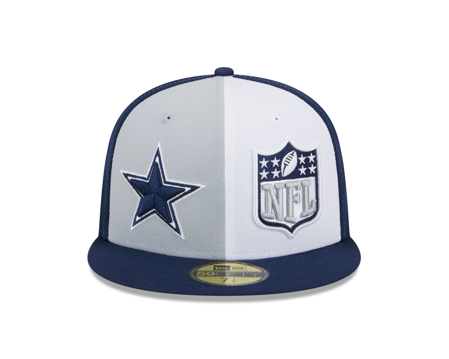 Cowboys New Era 2023 Sideline Split 59fifty Fitted Hat- Blue/Gray