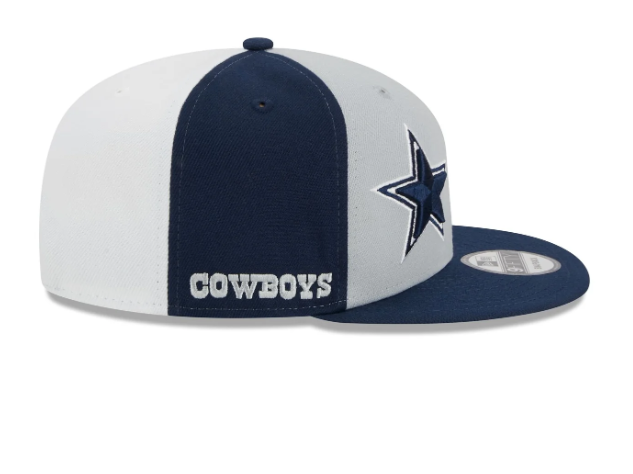 Dallas Cowboys New Era 2023 Sideline 9Fifty Split Snap Back Hat - White