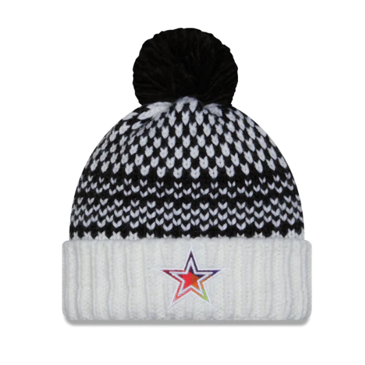 Dallas Cowboys New Era Women's 2023 NFL Crucial Catch Cuffed Pom Knit Hat - Black/White