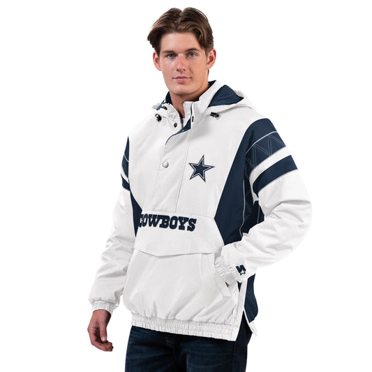 Dallas Cowboys Starter Home Team 1/2 Zip Pull Over Jacket - White/Navy