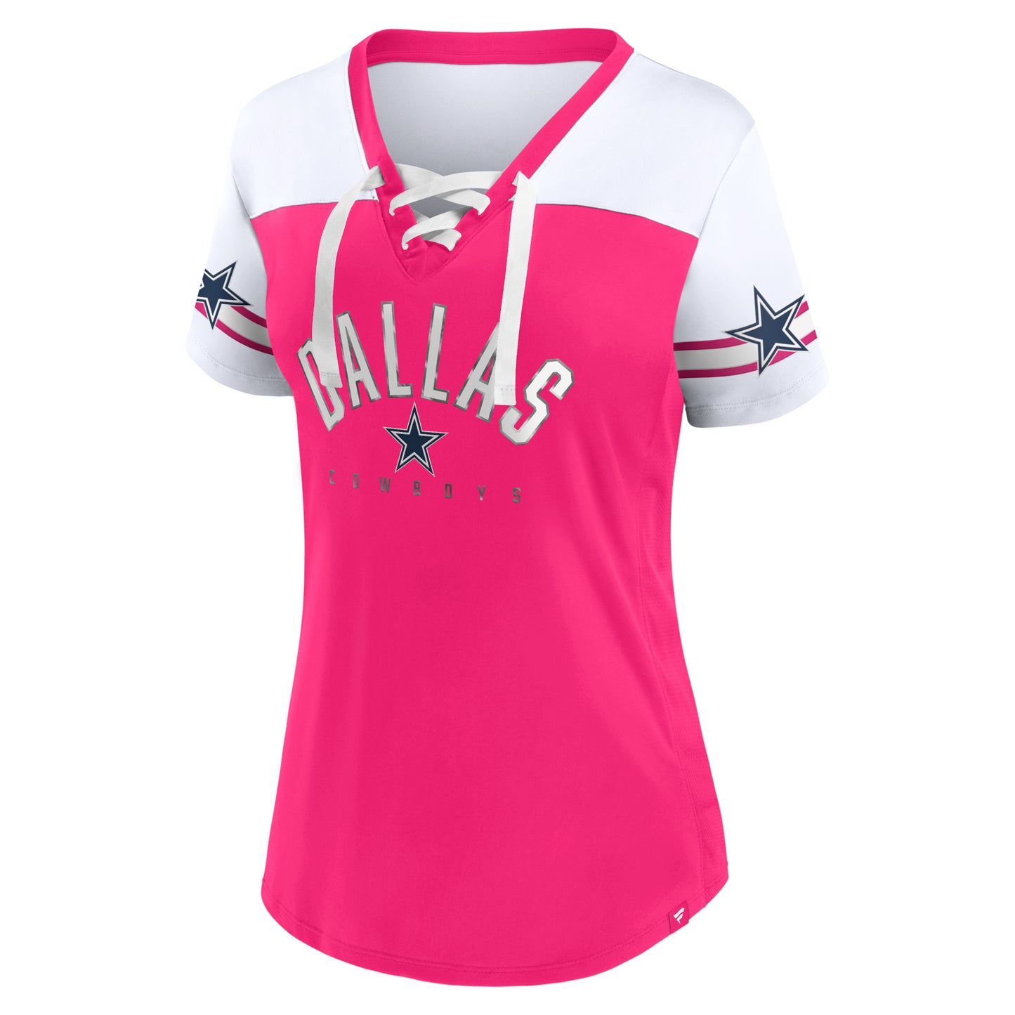 Dallas Cowboys Blitz & Glam Fanatics Branded Lace-Up Jersey T-Shirt Pink
