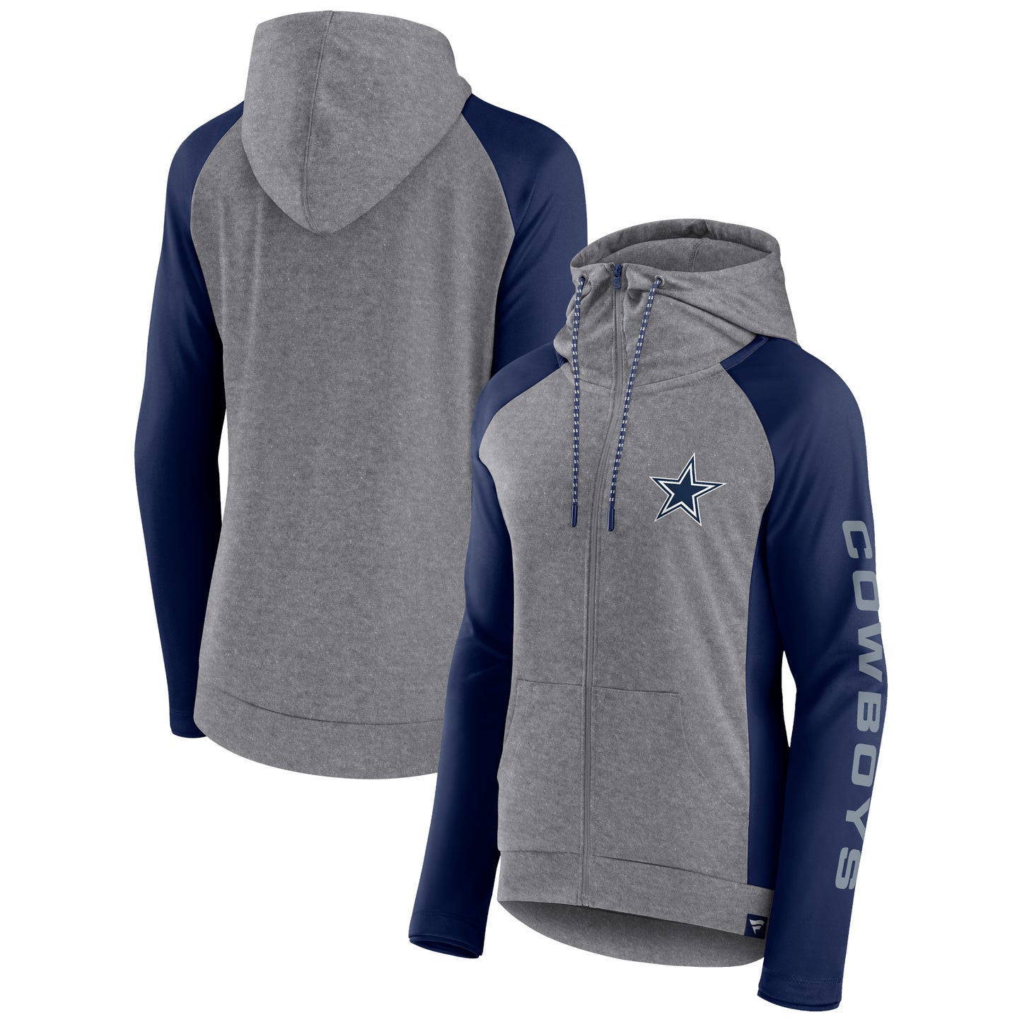 Dallas Cowboys Fanatics Branded Women's Blind Side Full Zip Hoodie -Gray