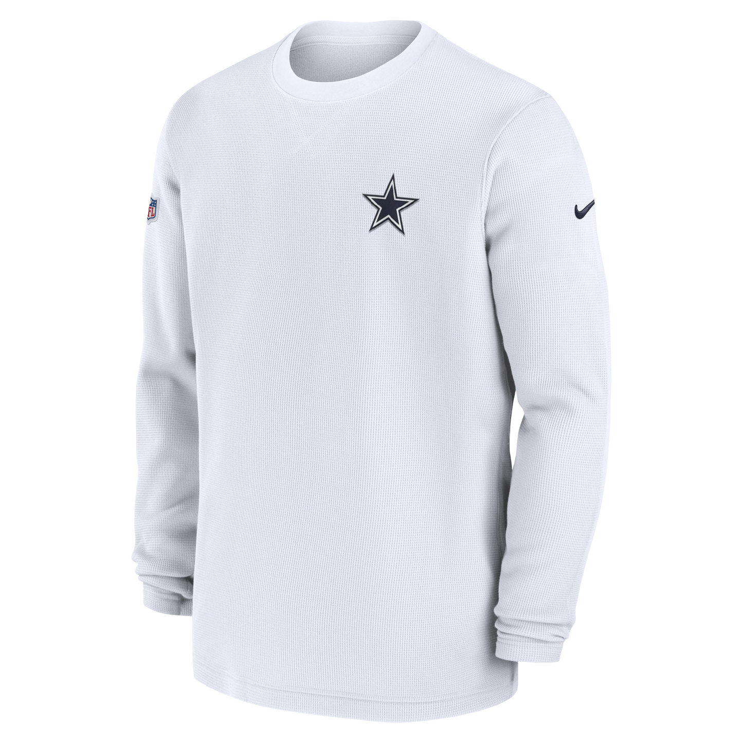 Dallas Cowboys Nike 2023 Sideline Throwback Heavy Brushed Waffle Crew Neck Shirt - White