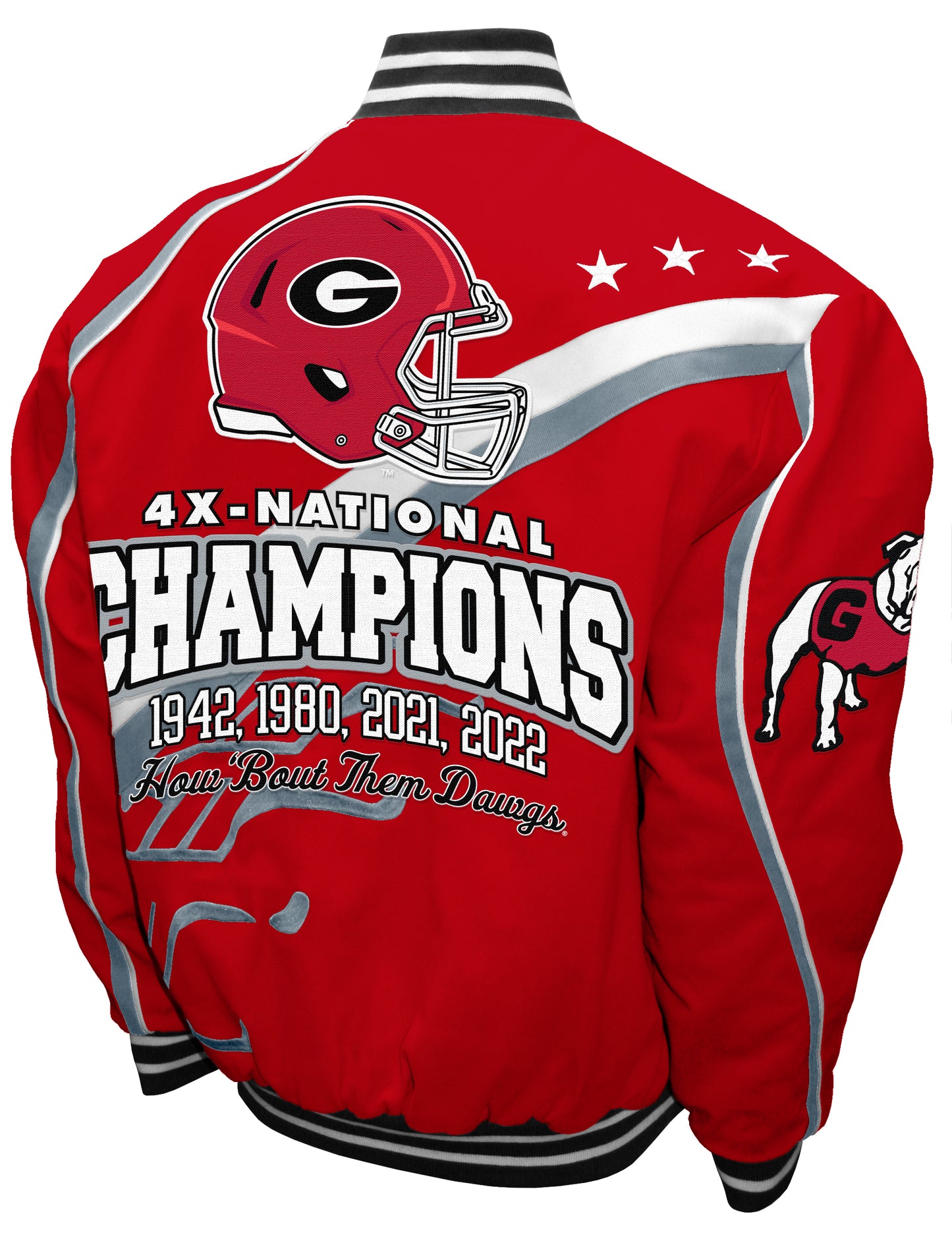 Georgia Bulldogs Red NCAA 4 Time Champions Back To Back Nationals Champions Twill Jacket
