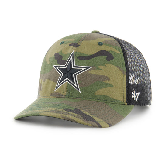 Dallas Cowboys Brand '47 Woodland Camo Trucker Mesh Snapback Hat