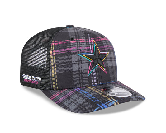 Dallas Cowboys  New Era 2024 NFL Crucial Catch Plaid 9SEVENTY Trucker Snapback Hat - Black