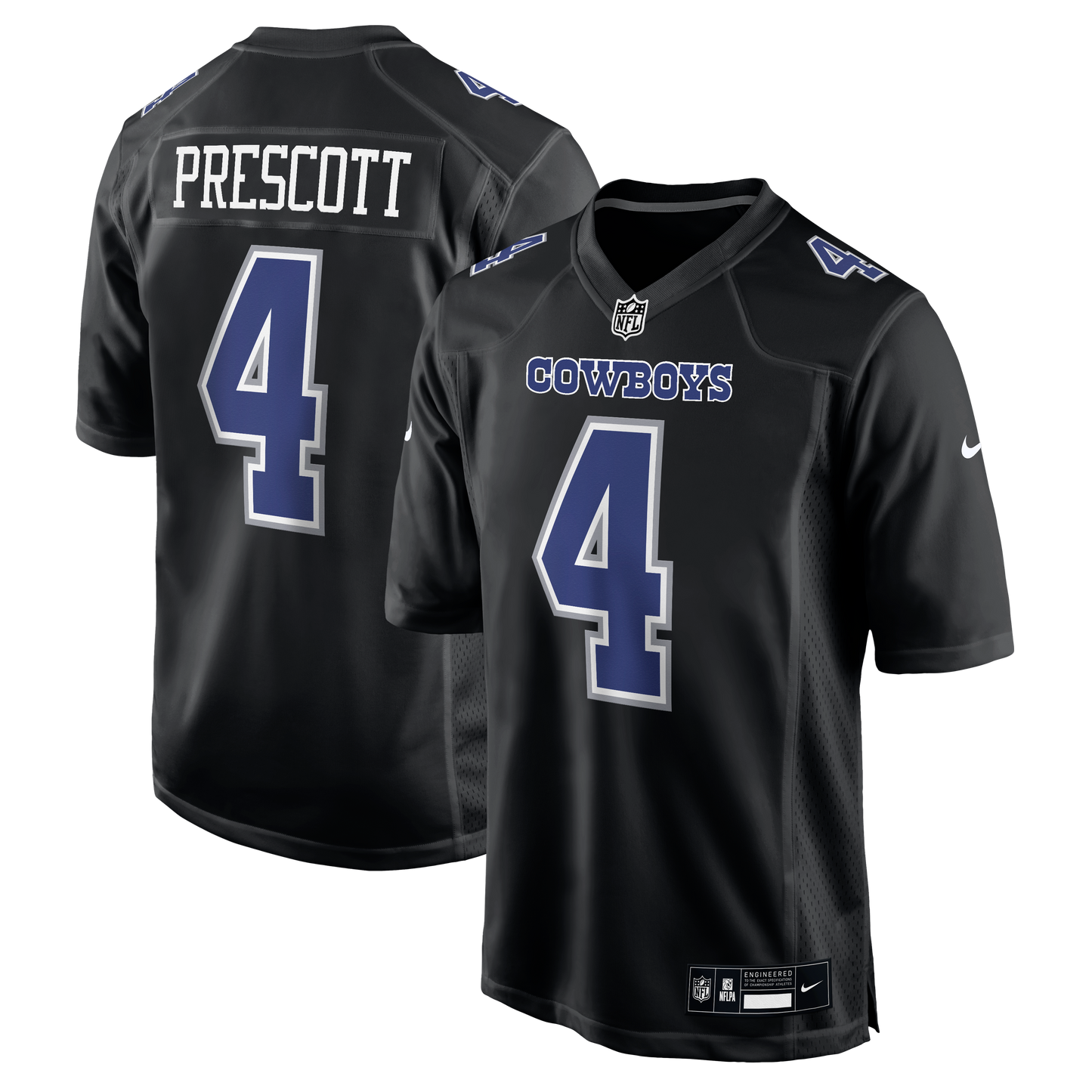 Dallas Cowboys Nike #4 Dak Prescott Men's Black Game Jersey