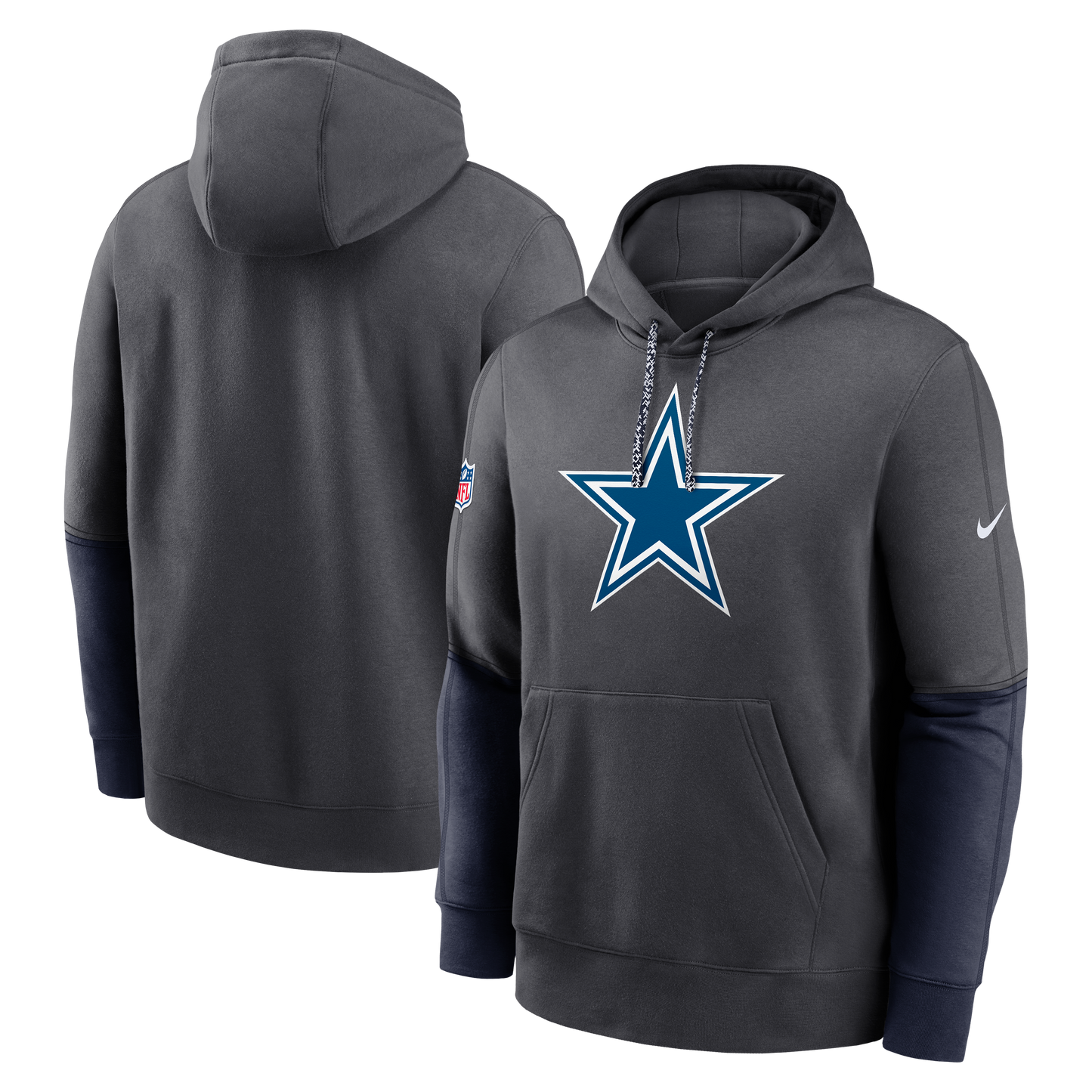 Men's Dallas Cowboys Nike Gray 2024 Sideline Club Pullover Hoodie